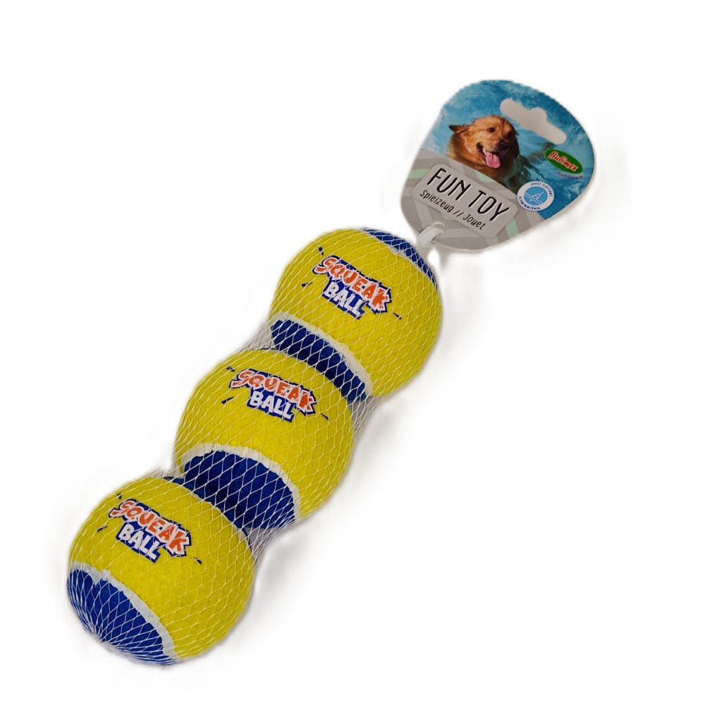 Lot de 3 balles sonores pour chien squeak ball - ø 6 cm