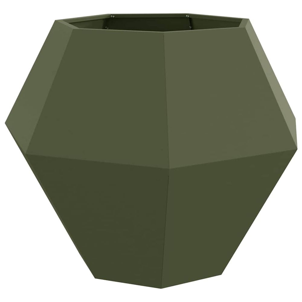Jardinière d'extérieur vert olive 100 x 100 x 80 cm acier