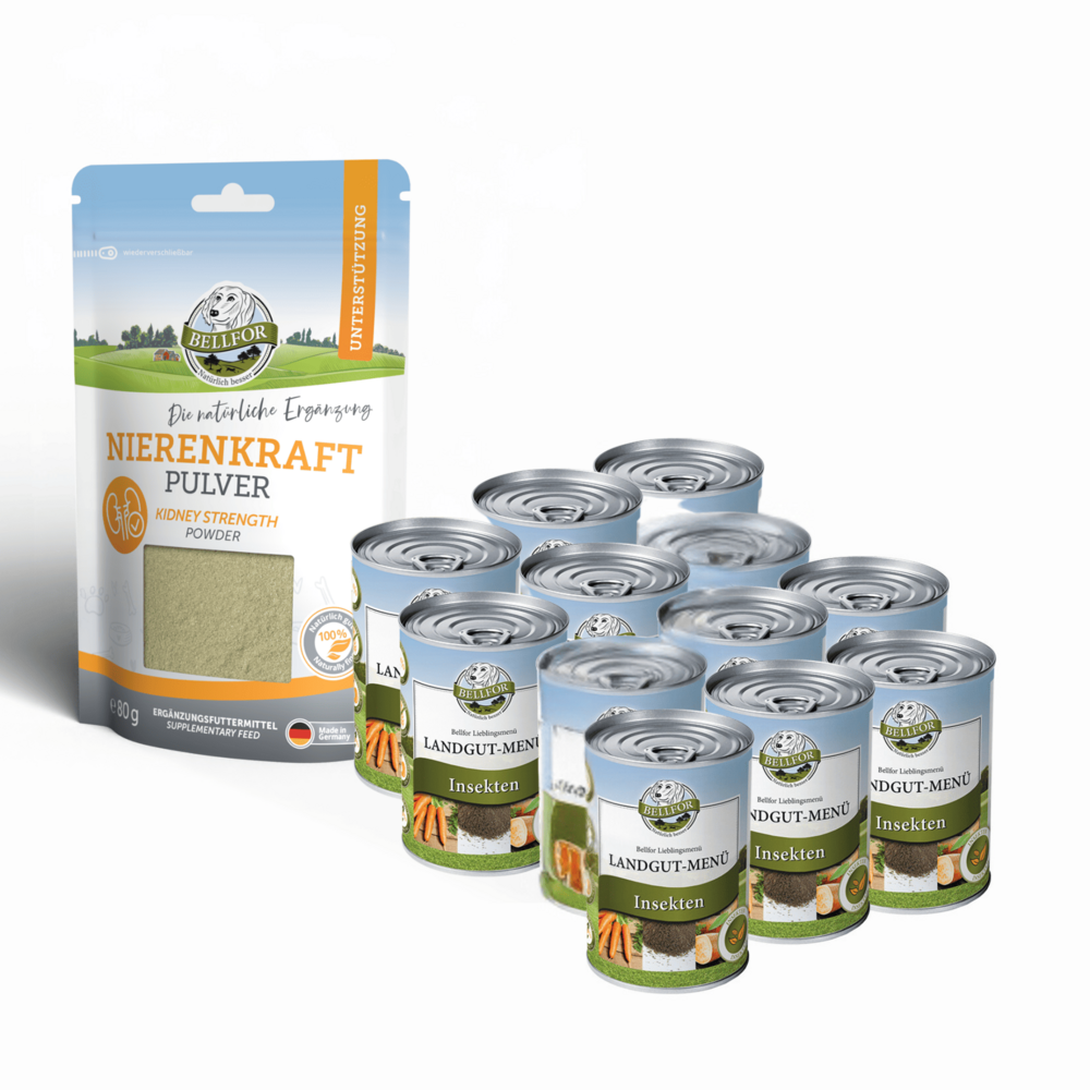 Hypoallergénique kit économique no. 10 - menu de fermier 2x 6x400g + poudre pour renforcer les reins 80g