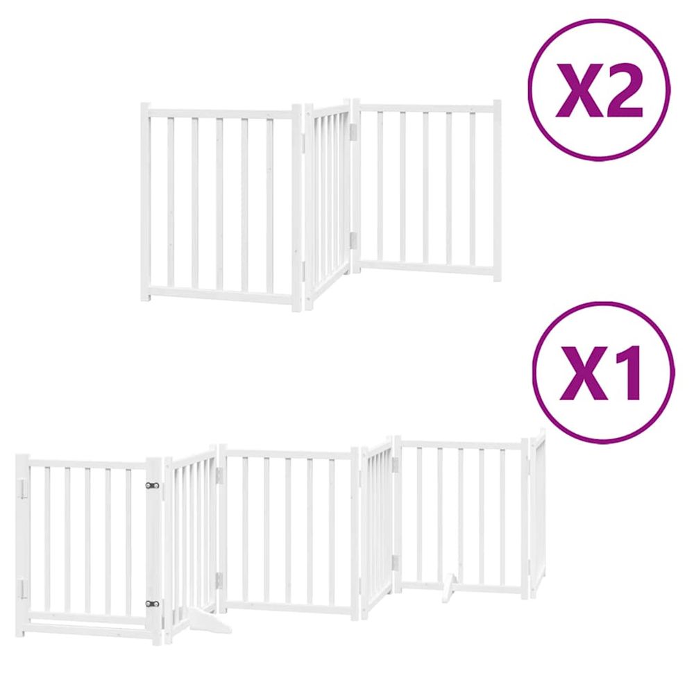 Barrière pour chien porte pliable 12 panneaux bois de peuplier