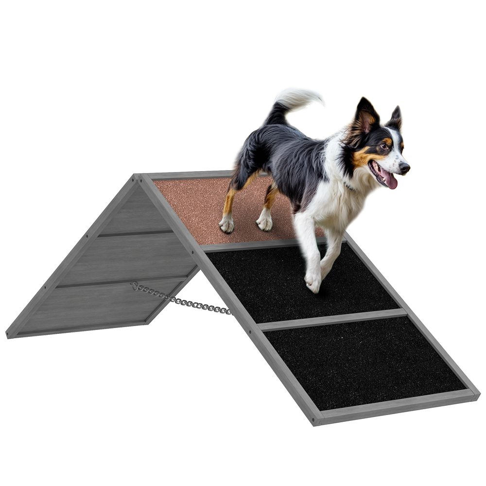 Rampe agilité entrainement bois sapin pour chien pliable réglable 173x59cm gris - comfortxl outdoor living