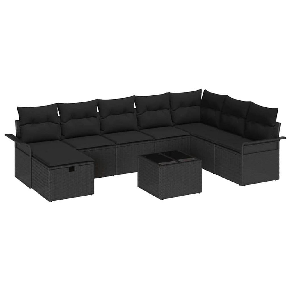 Ensemble de canapé de jardin 9 pc noir polyrotin