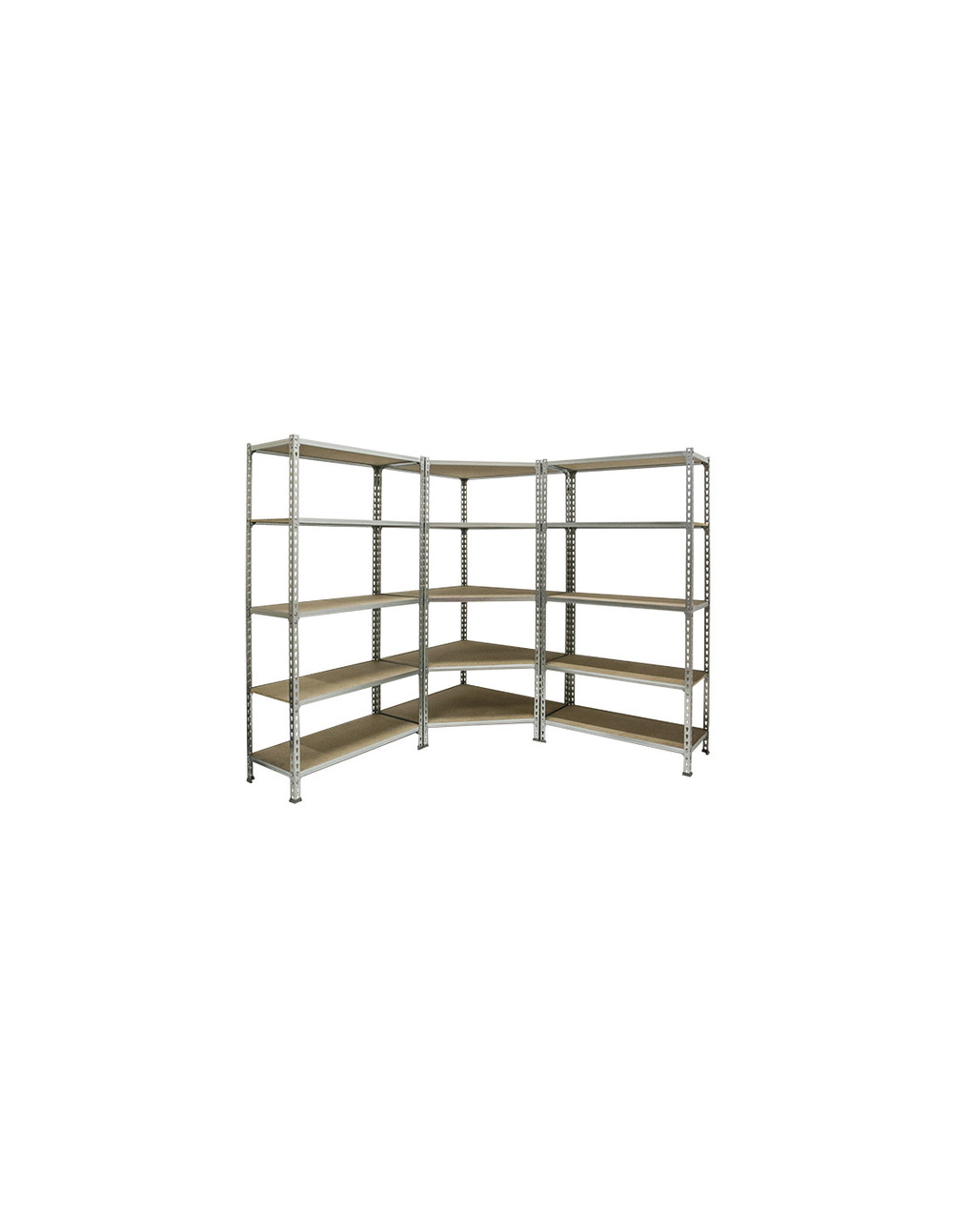 Etagère légère sans vis pack maderclick corner 5/300 +2 mader 5/300 ga/bois galva/bois 1800x1800x300 - simonrack
