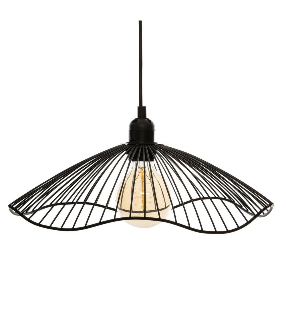 Luminaire suspension en métal filaire noir d 34 cm