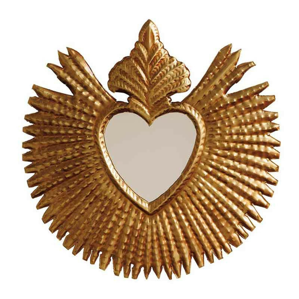 Miroir ex-voto flamme dorée 21cm