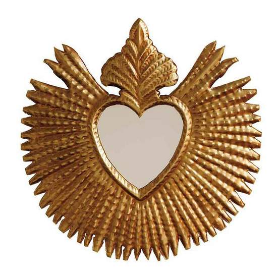 Miroir ex-voto flamme dorée 21cm