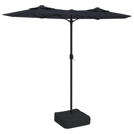 Parasol de jardin à double tête noir 316x145 cm