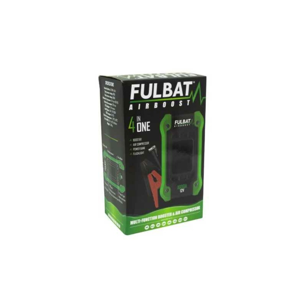 Booster fulbat airboost 1600a + compresseur 4 en 1 - démarreur tondeuse, moto et voiture