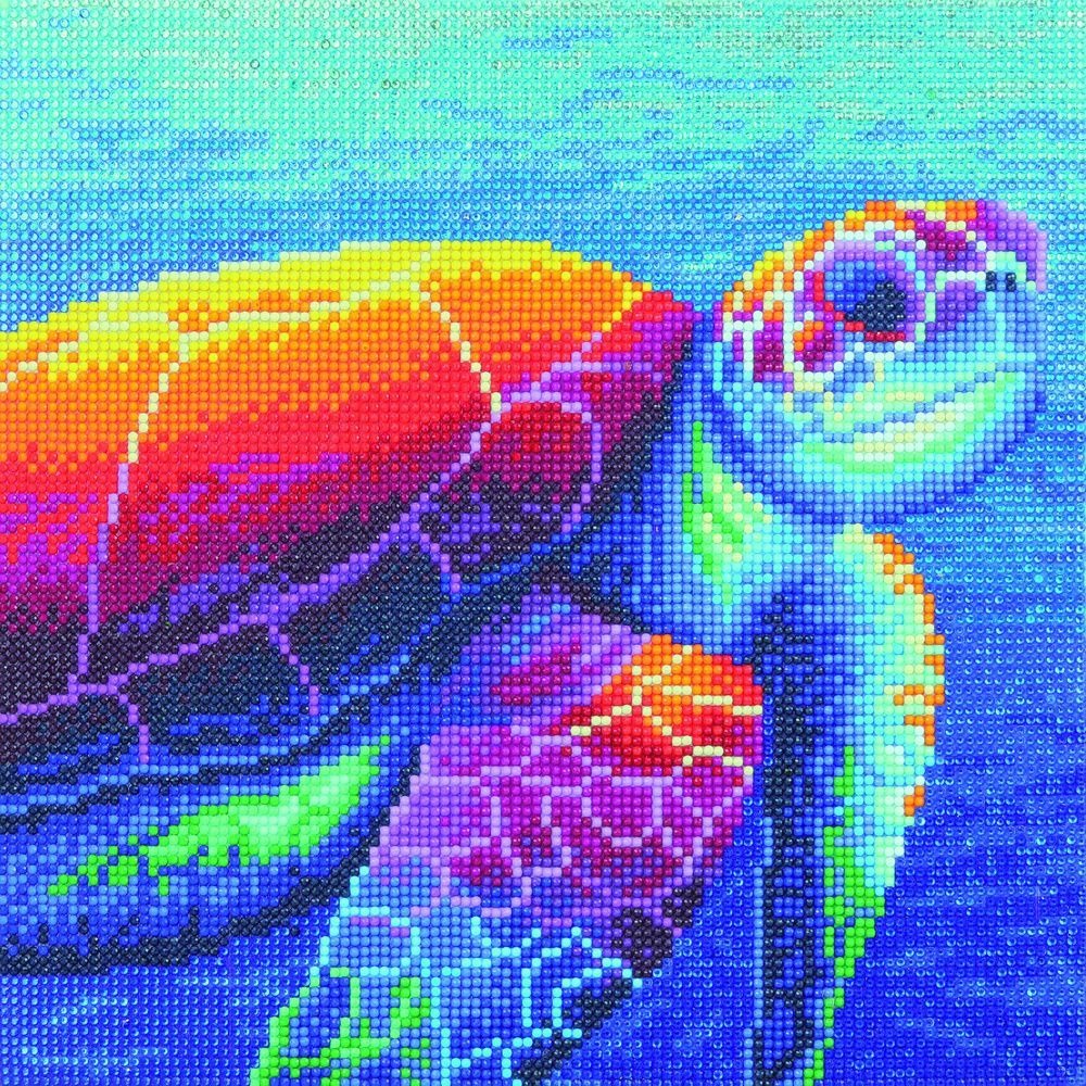 Tableau crystal art à diamanter - tortue - 30 x 30 cm