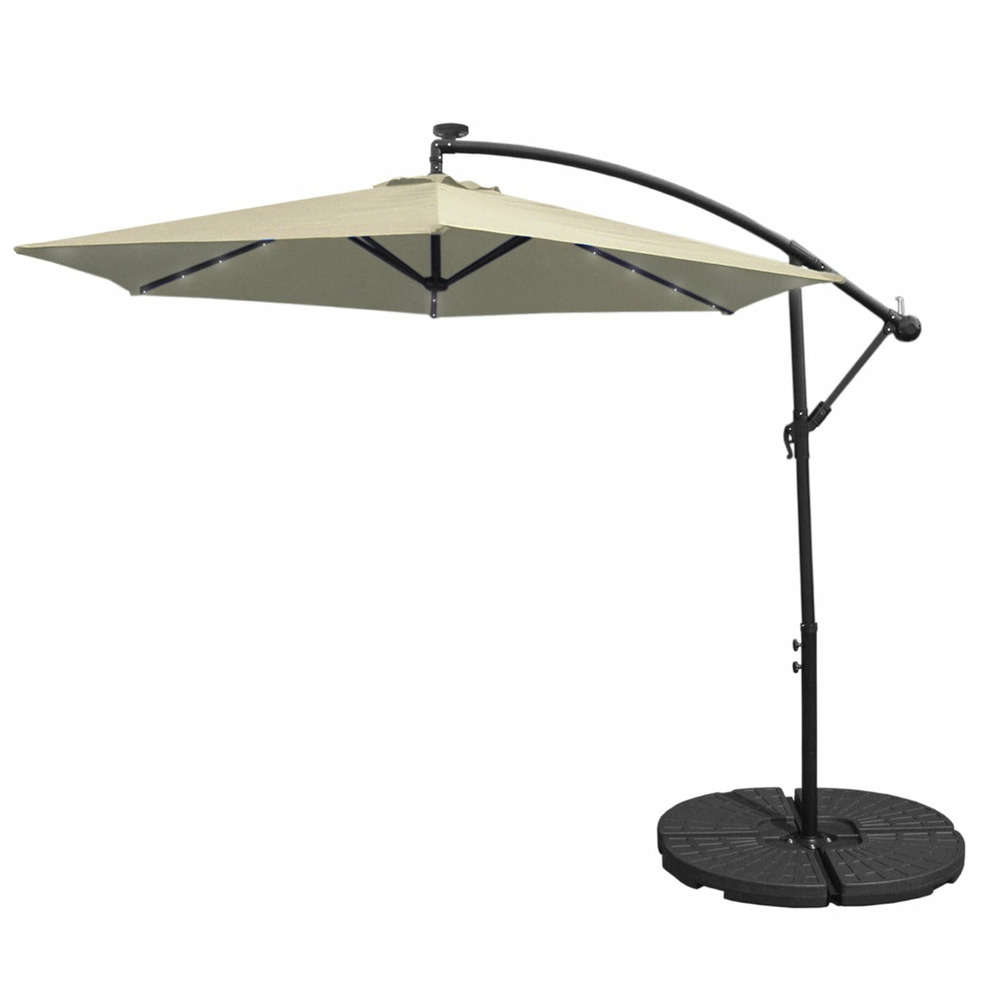 Parasol crème 3m avec led's intégrés avec base ronde