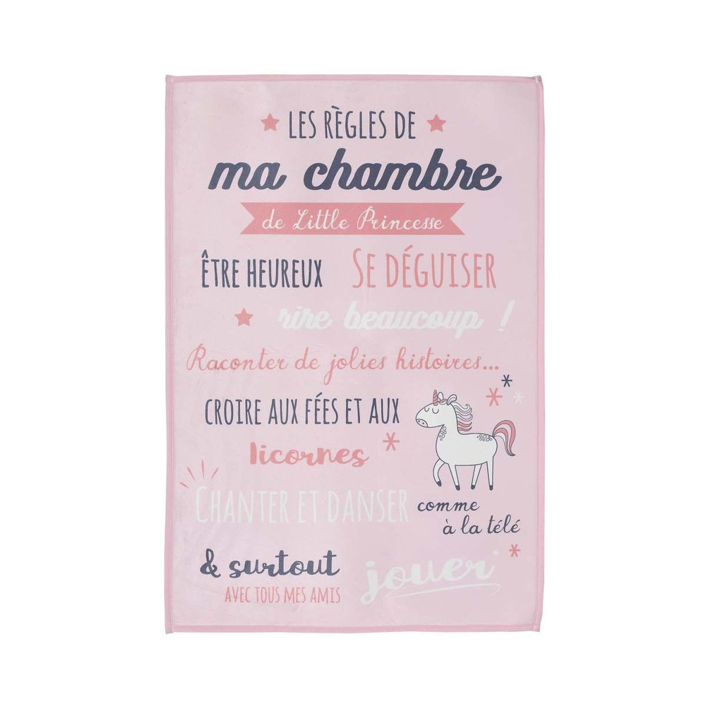 Tapis règles de la chambre enfant 60x90 cm little princesse -rose