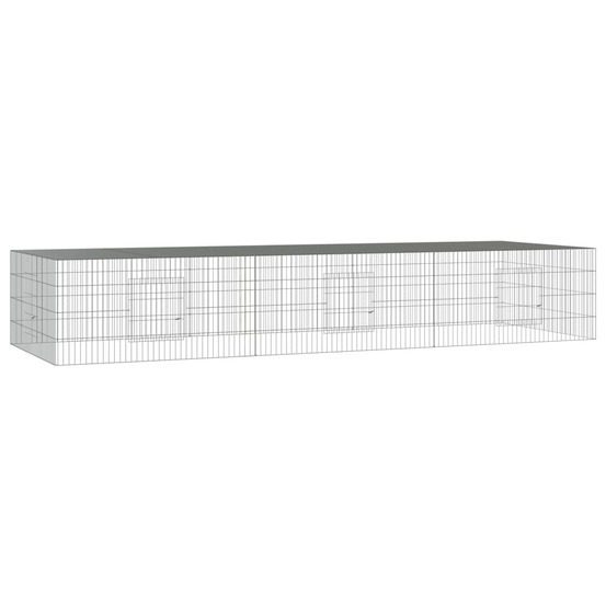 Cage à lapin 3 panneaux 325 x 109 x 54 cm fer galvanisé argent