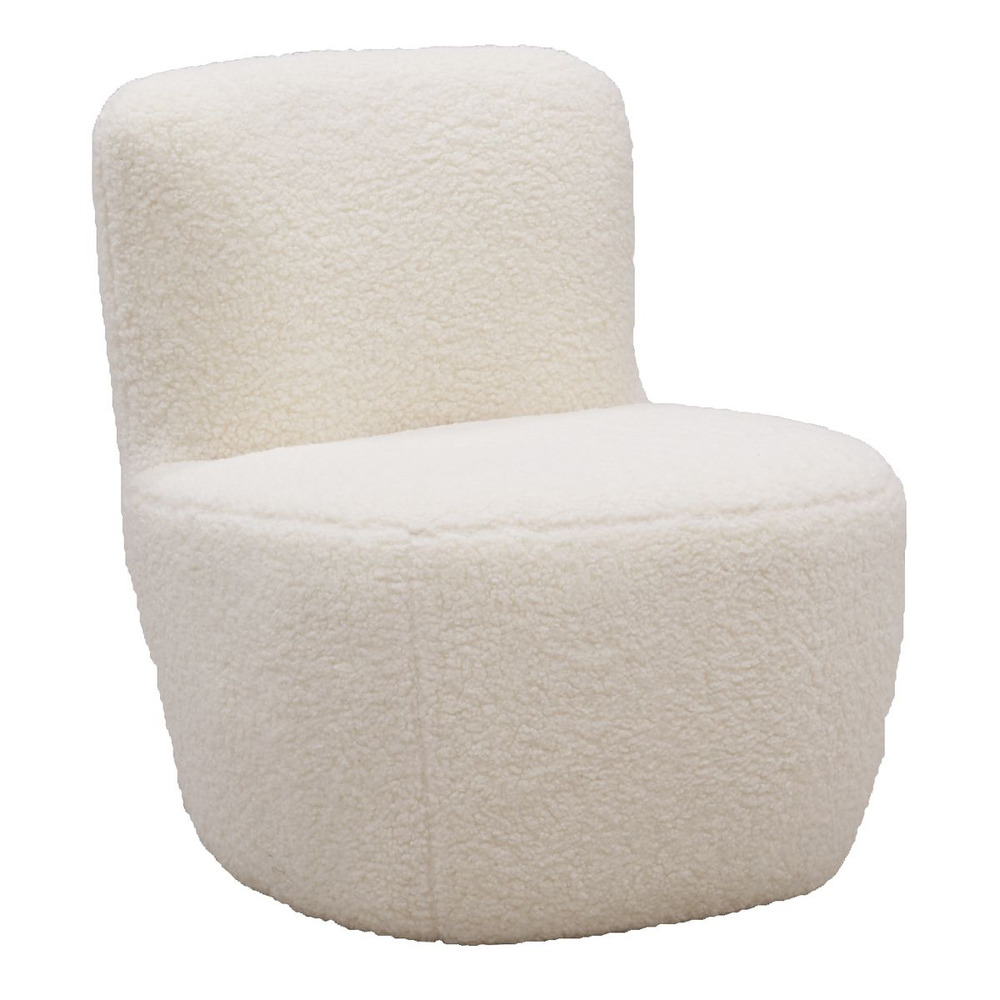 Fauteuil pouf en polyester et bois nuage