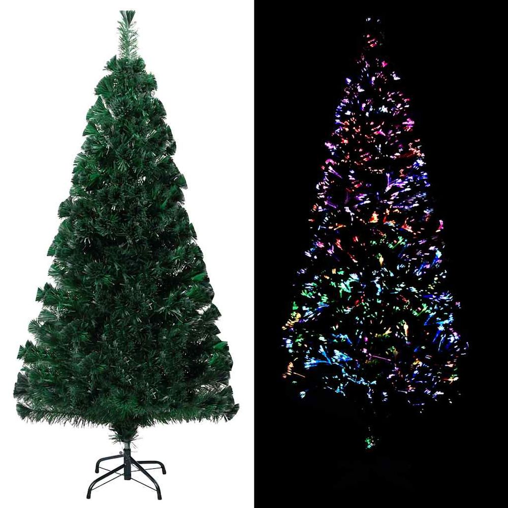 Sapin de noël lumineux fibre optique pvc décoration festive vert 150 cm