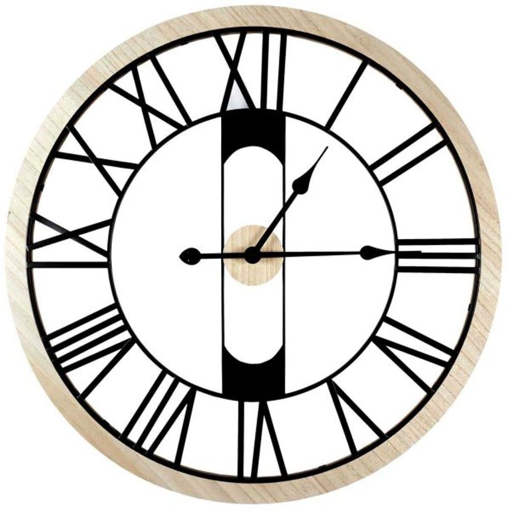 Horloge silencieuse en bois et métal 70 cm jack