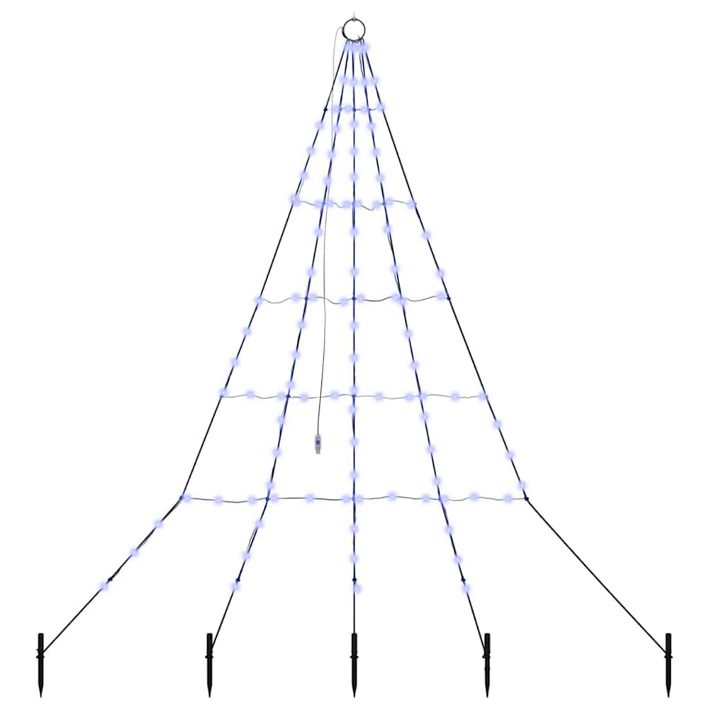 Arbre de noël led avec piquets au sol bleu 182 cm métal