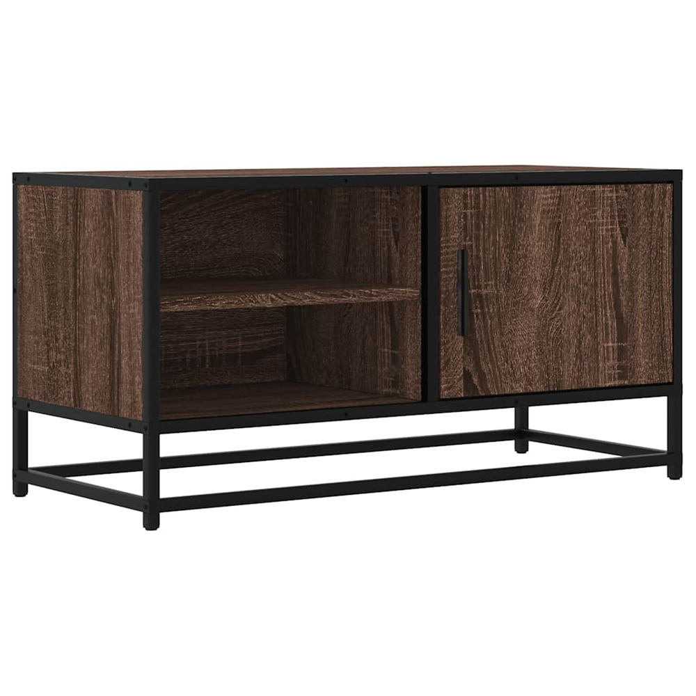 Meuble tv chêne marron 80x34,5x40 cm bois d'ingénierie et métal