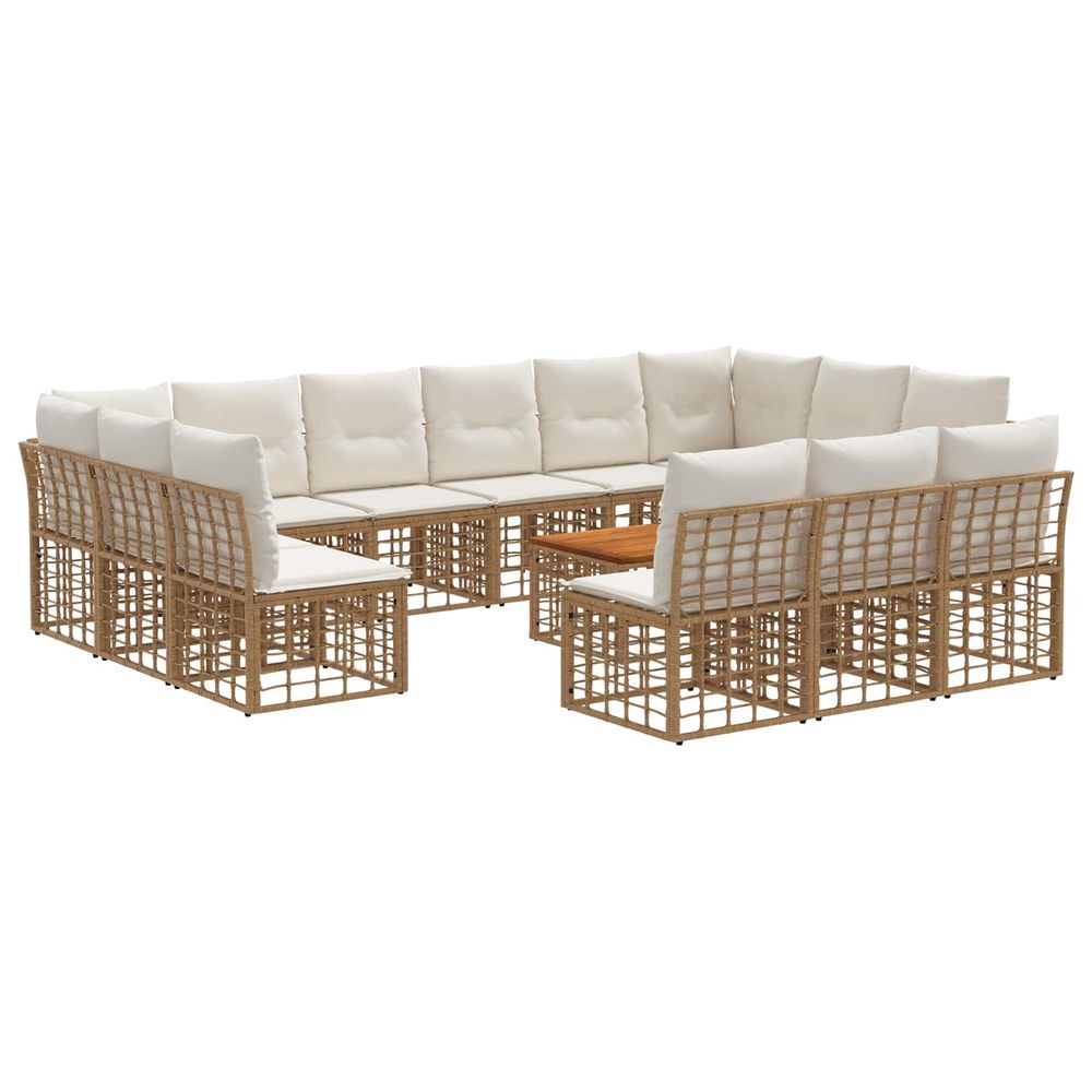 Ensemble de canapés d'extérieur 14 pc blanc naturel et crème
