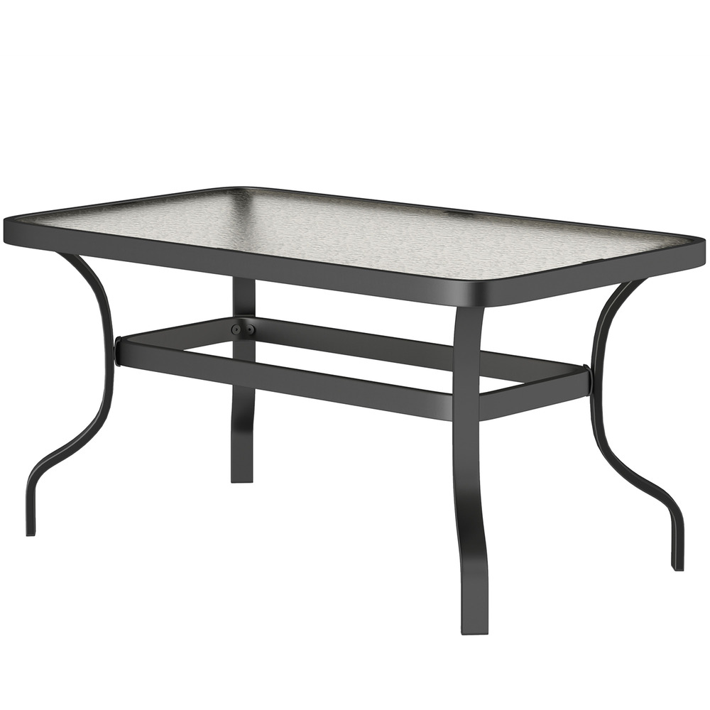 Table d'appoint en verre trempé, motif ondulé, angles arrondis, idéale pour balcon, 95 x 55 cm, noire