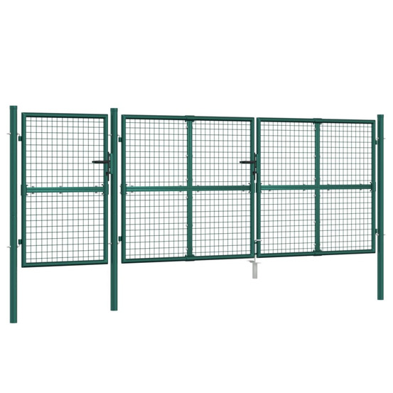 Portail de jardin grillagé vert 400 x 125 cm en acier galvanisé