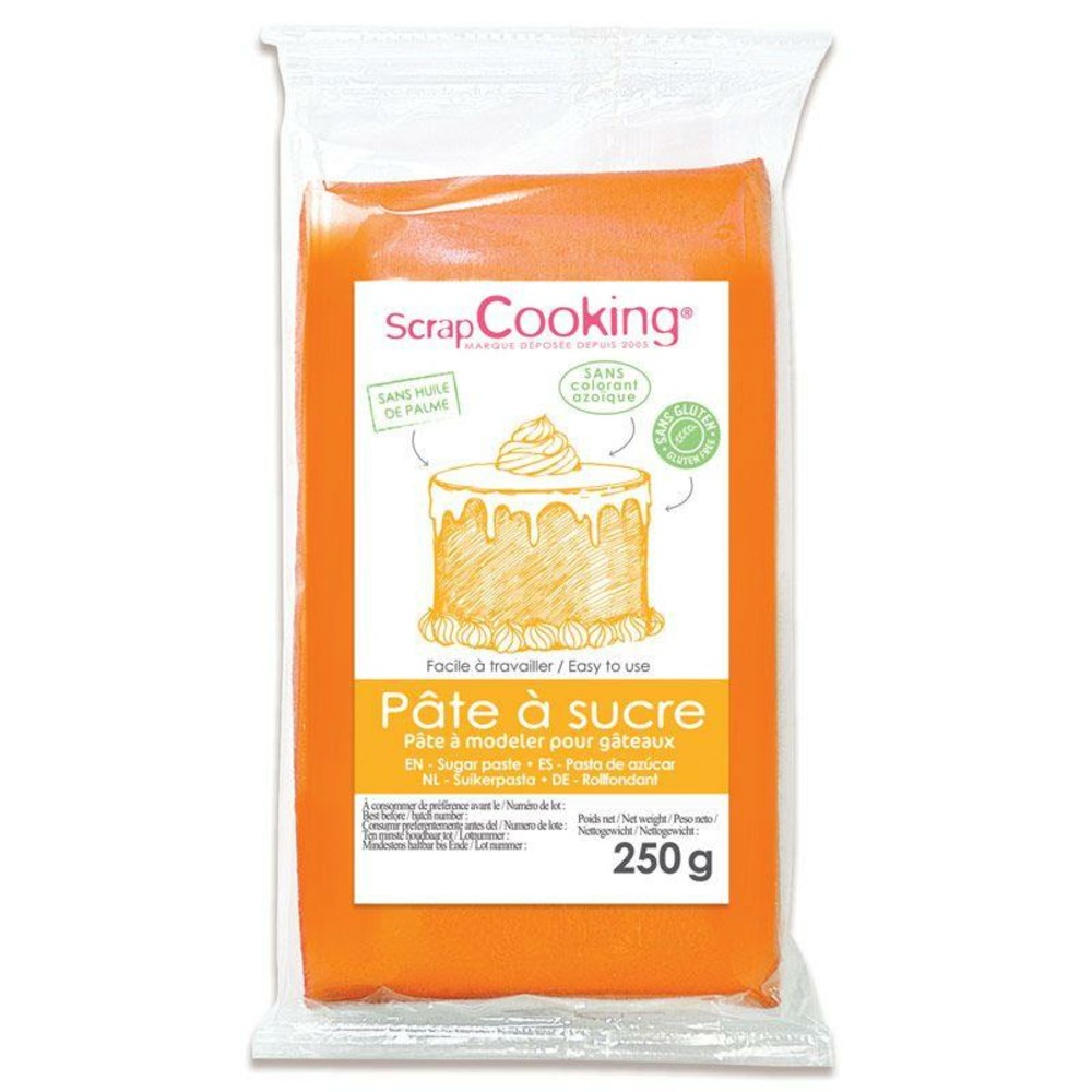 Pâte à sucre orange arôme vanille - 250 g