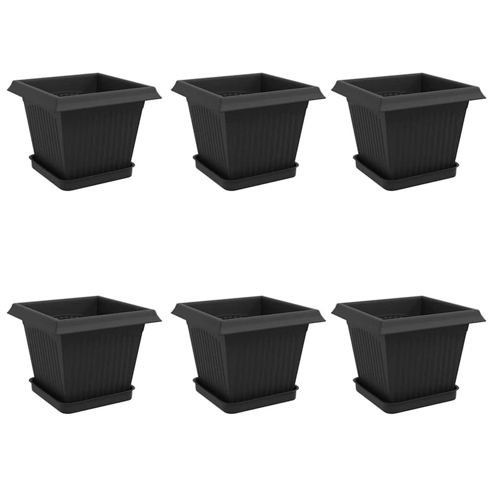 Pots de plantes 6 pc noir plastique