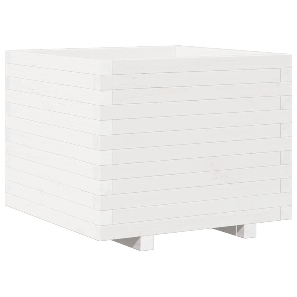 Jardinière blanc 60x60x49,5 cm bois de pin massif
