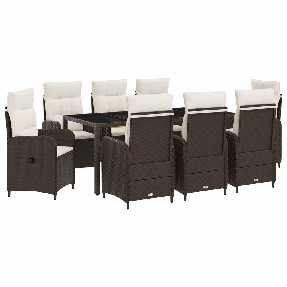 Ensemble de repas extérieur 9 pc marron et crème blanche