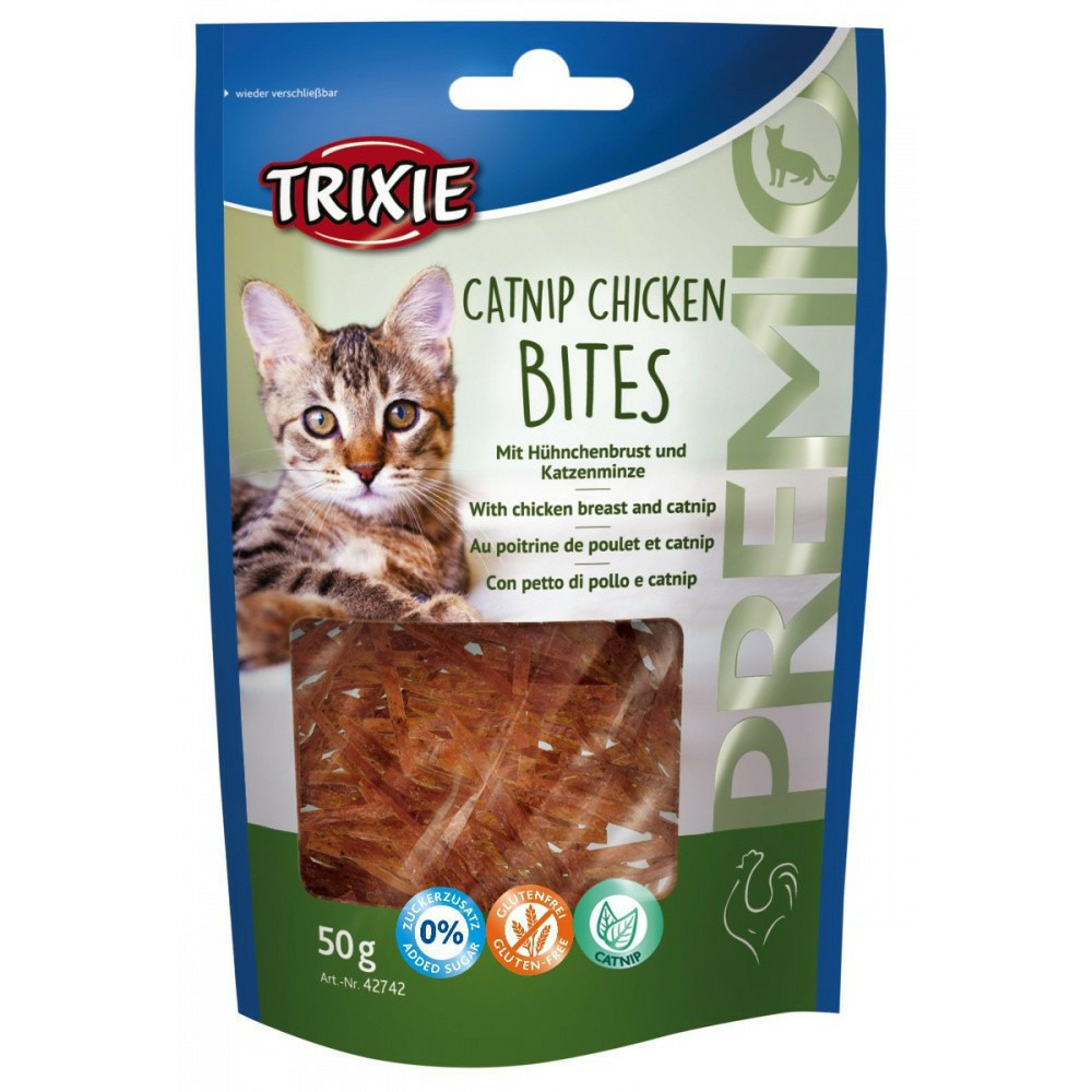 Bouchées de poulet à l'herbe à chat 50 gr pour chat