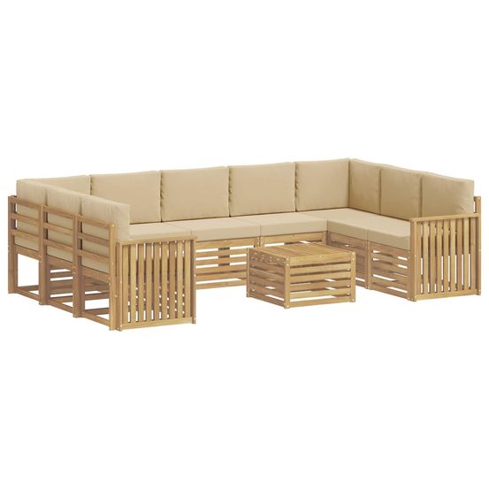 Ensemble de canapés d'extérieur 10 pc blanc et beige polyester