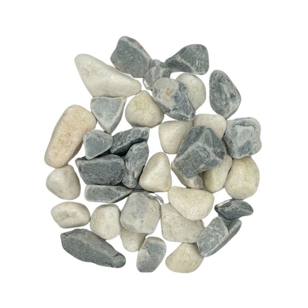 Pack +/- 1t (2 x 500kg) galets blanc bleutée ø 12/18 mm - livraison standard