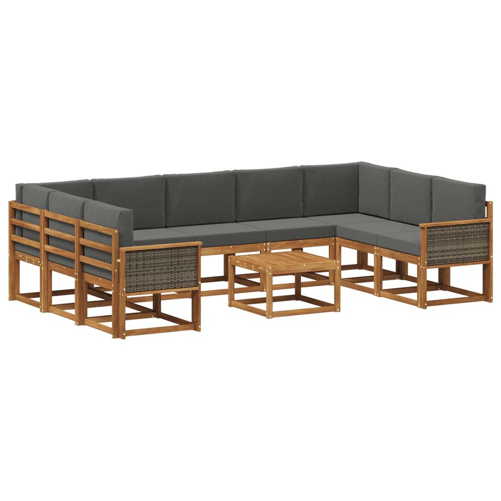 Ensemble de canapés d'extérieur 10 pc naturel et anthracite
