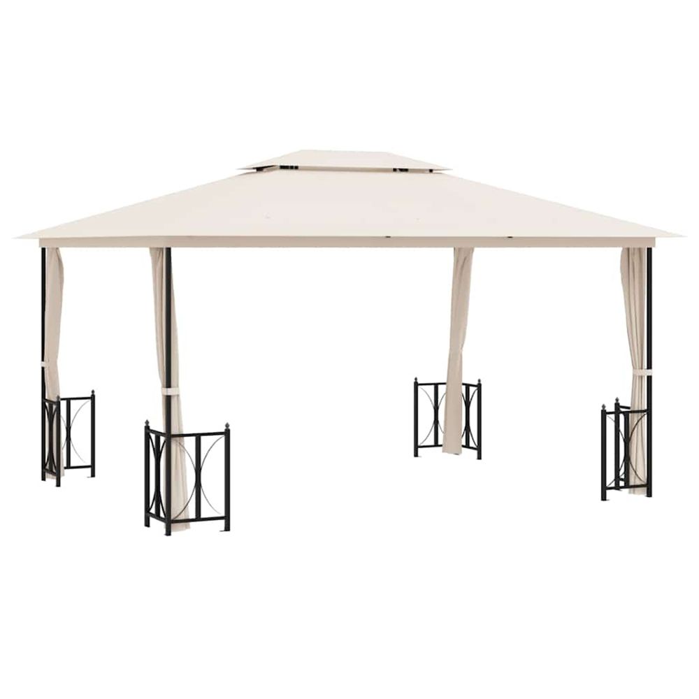 Tonnelle avec parois et toit double 3x4 m crème