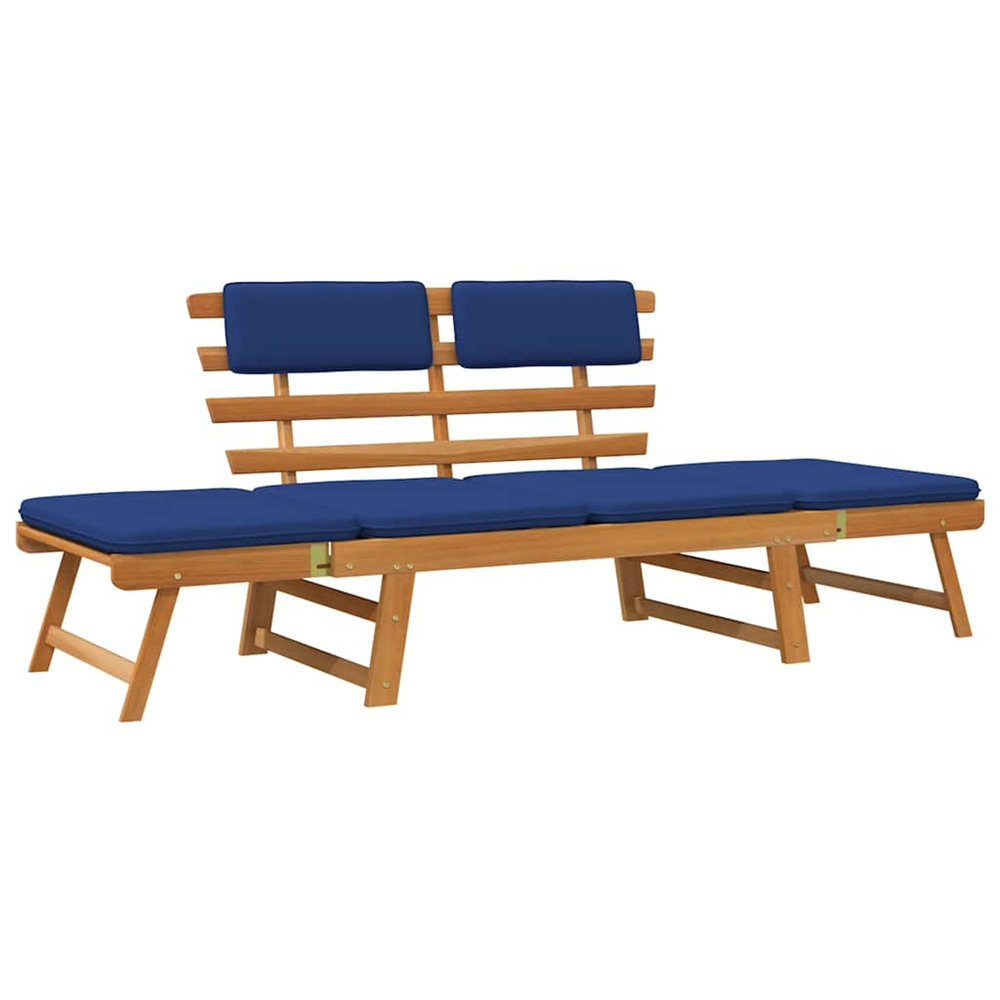 Banc de jardin avec coussins 2-en-1 190 cm bois solide d'acacia