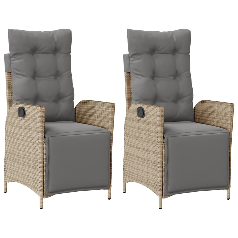 Chaises inclinables de jardin lot de 2 avec repose-pied rotin