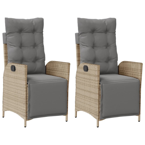 Chaises inclinables de jardin lot de 2 avec repose-pied rotin