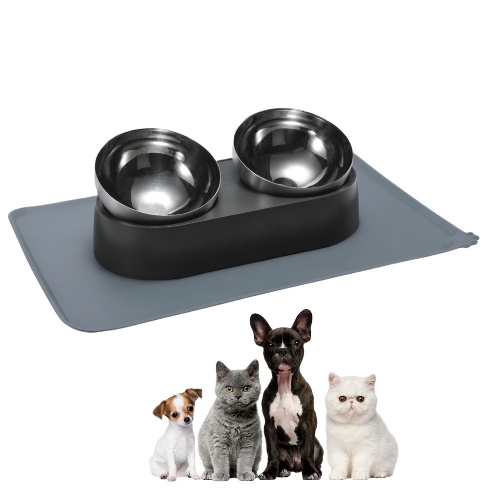 Double bol en acier inoxydable pour animaux de compagnie