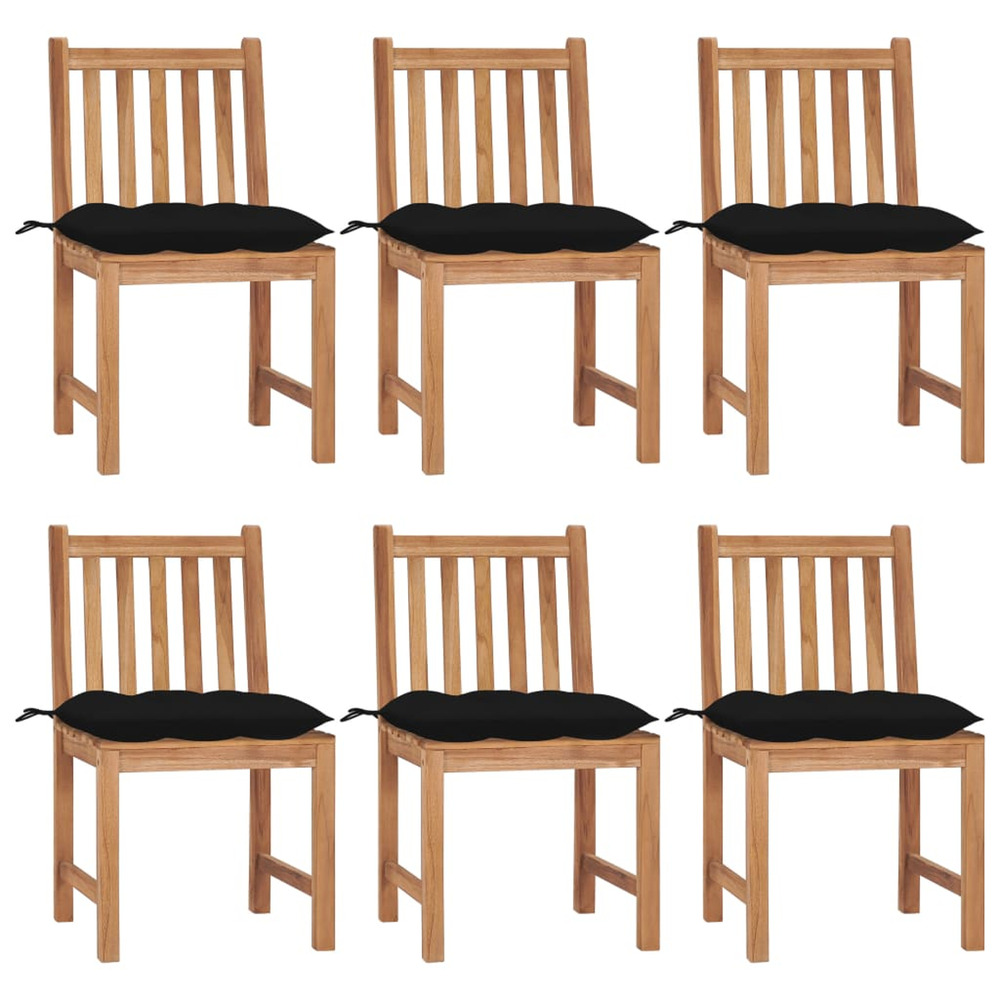Chaises de jardin lot de 6 avec coussins bois de teck massif