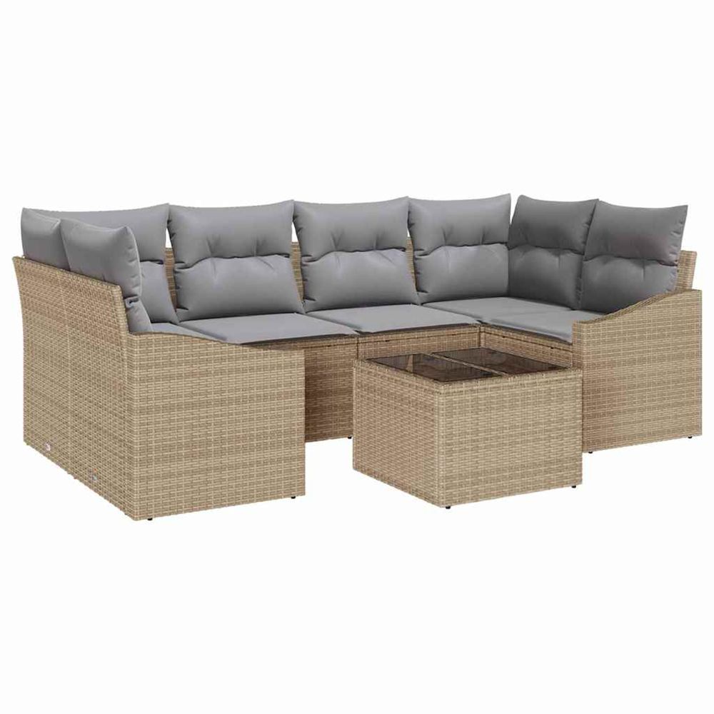 Ensemble de canapés 7 pc beige et gris polyrotin