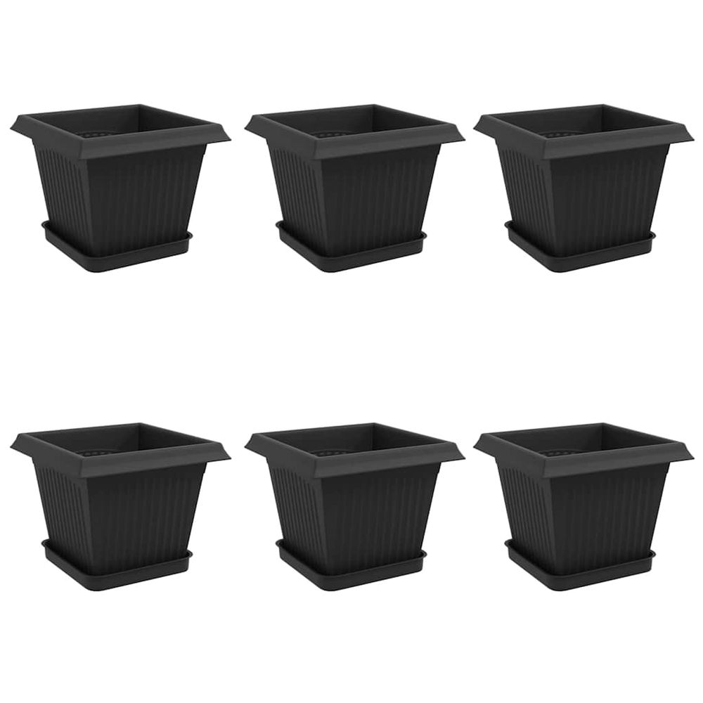 Pots de plantes 6 pc noir plastique