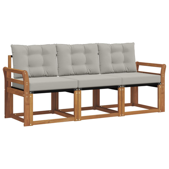 Ensemble de canapés d'extérieur 3 pcs gris naturel et clair