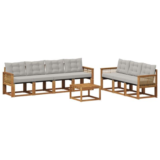 Ensemble de canapés d'extérieur 8 pc naturel et gris clair