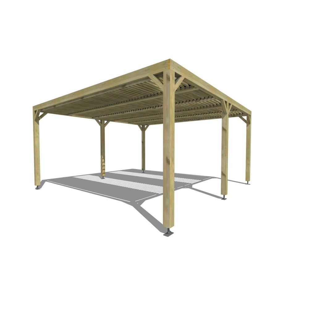 Pergola bois • 5m x 5m • indépendante • sens profondeur • lames orientables bioclimatiques incluses • livraison comprise