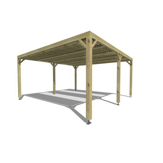 Pergola bois • 5m x 5m • indépendante • sens profondeur • lames orientables bioclimatiques incluses • livraison comprise