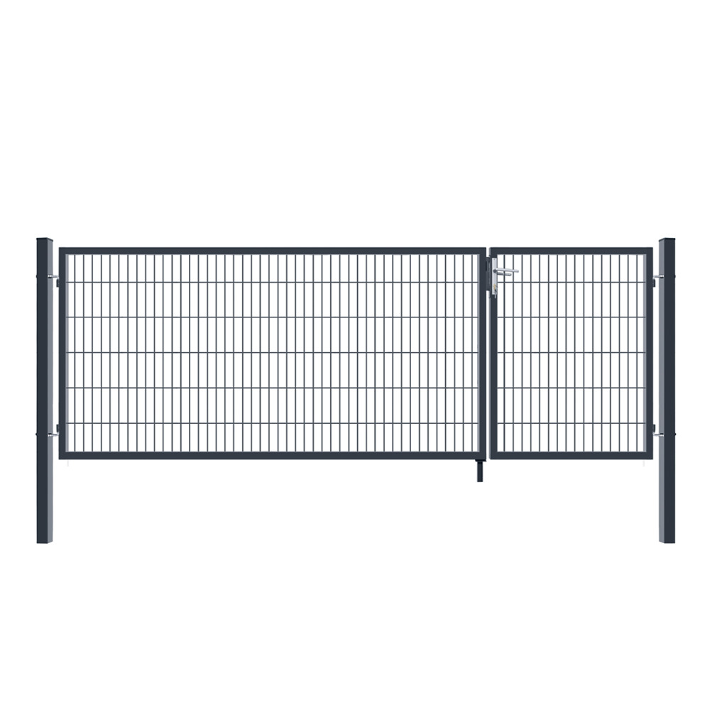 Home deluxe - portail de jardin à double battant aditus - anthracite, 200 x 350 cm - poignée, serrure, clés et verrouillage au sol