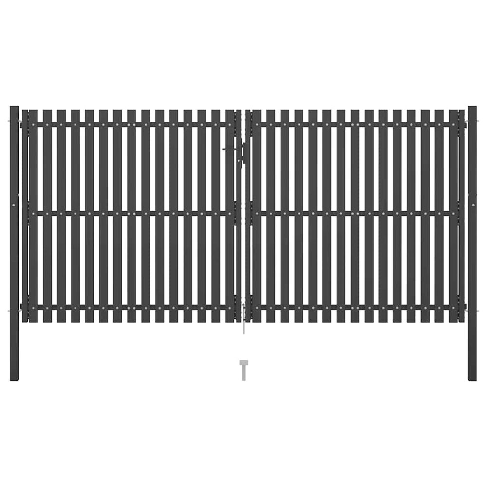 Portail de jardin en acier 400 x 175 cm anthracite