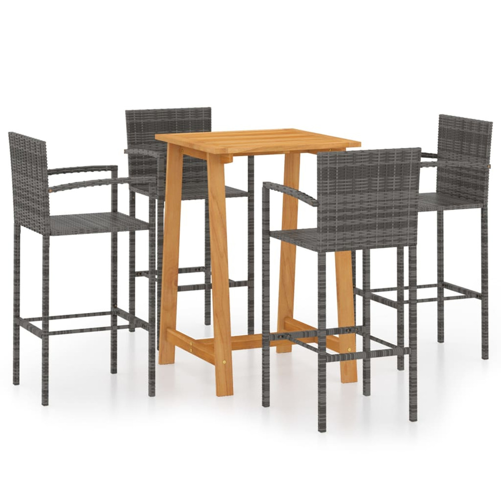 Ensemble de bar de jardin 5 pcs gris