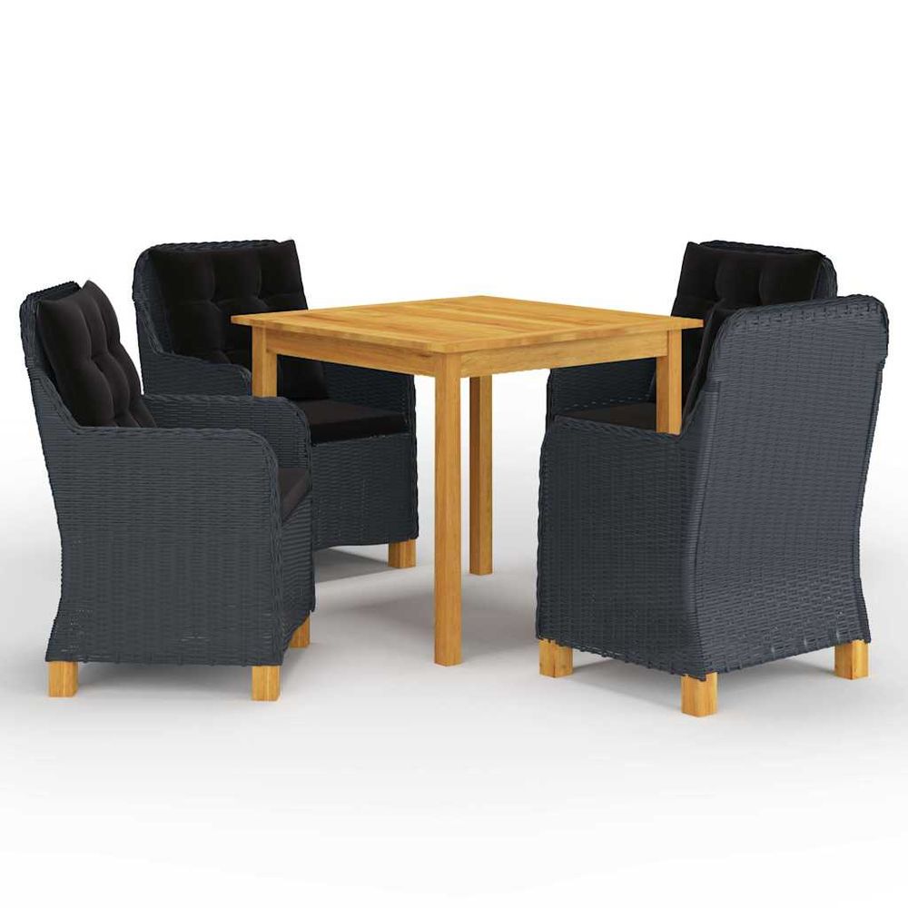 Ensemble à manger de jardin 5 pcs gris foncé