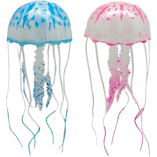 Décoration d'aquarium-méduses décoratives pour aquarium-5 x 15 cm, rose et bleu