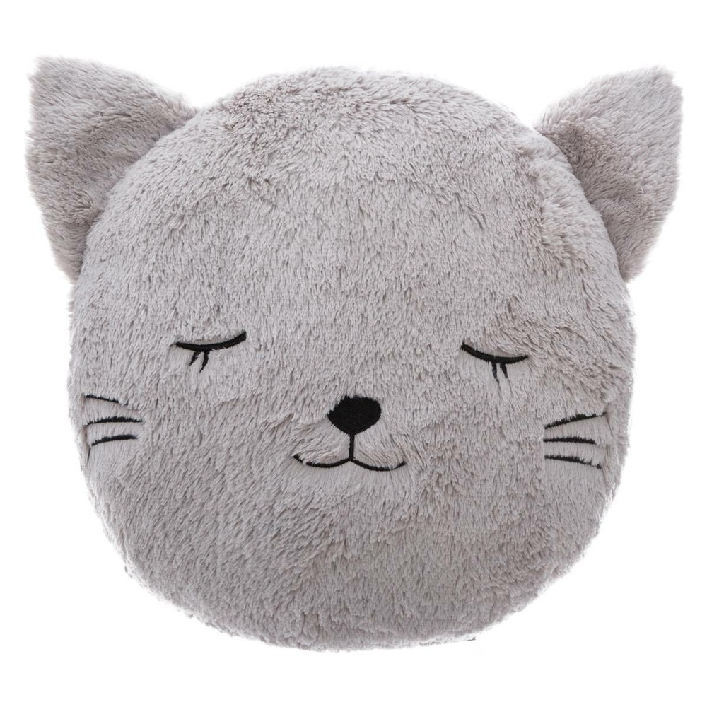 Coussin enfant chat - fausse fourrure - d28 cm
